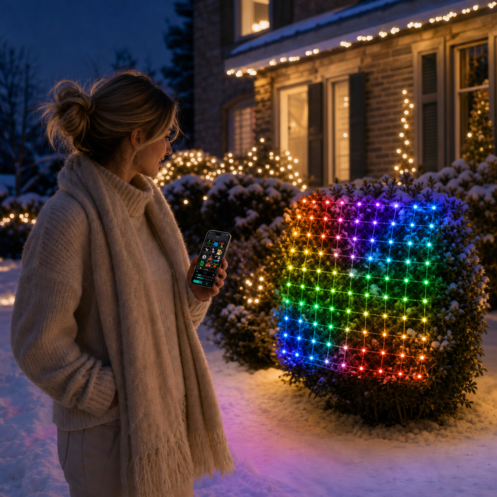 GlowGrid Faltbares RGBIC Lichternetz mit App-Steuerung