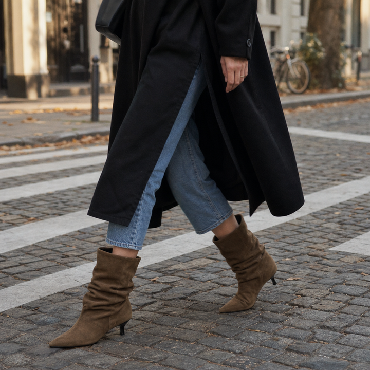 Damen Slouchy Wildleder Ankle Boots Spitz