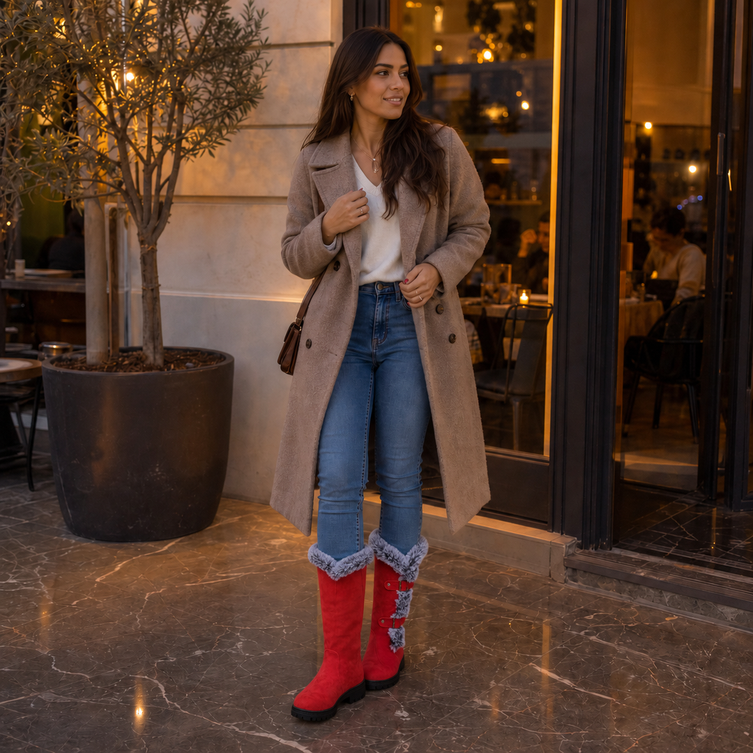 Frostella | Winterstiefel aus Veloursleder mit Fellbesatz