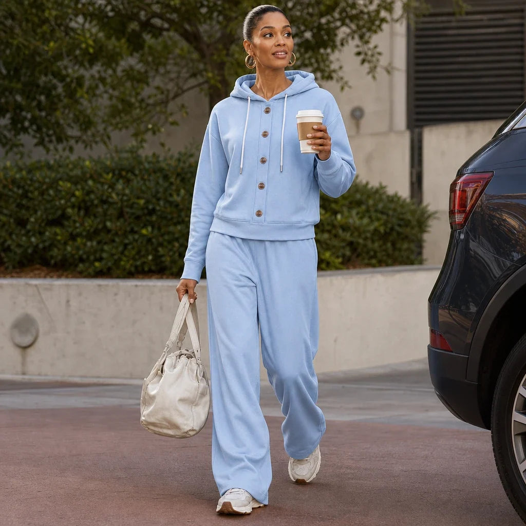 French-Terry-Set mit Kapuzenjacke und weiter Jogginghose