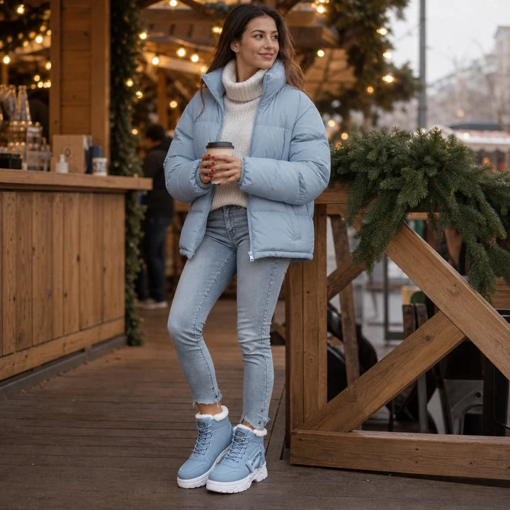 Waterproof ankle boots with plush lining