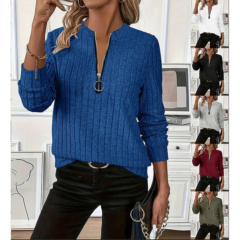 Celeste | Geripp Zip-Neck Oberteil