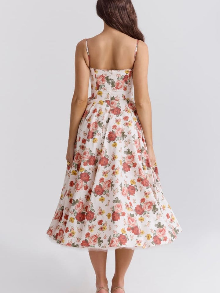Women's Sleeveless Corset Midi Dress - Elegant Dinner Party Style