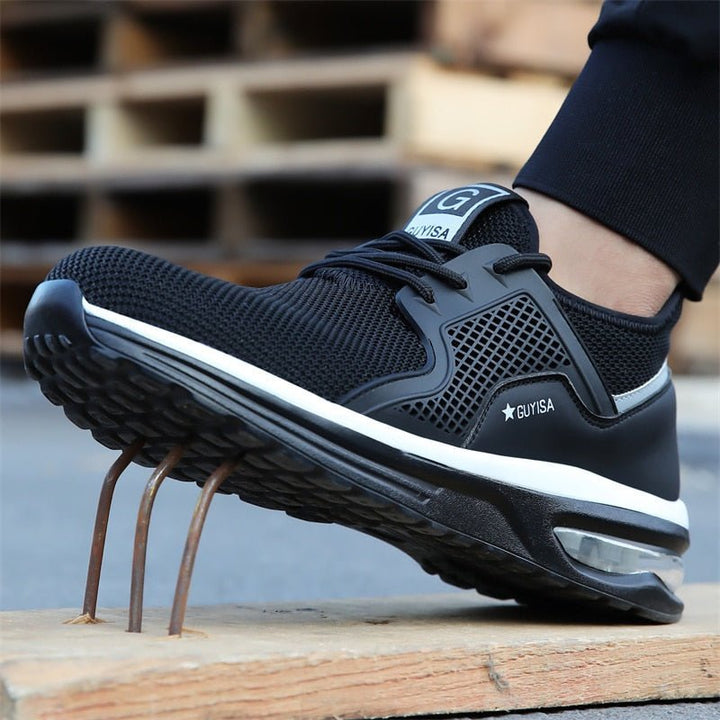 Damen Schwarze Rutschfeste Sport-Sneaker – Sicherheits Arbeits Laufschuhe