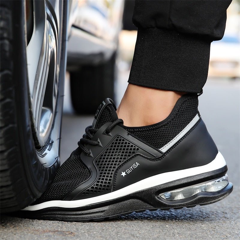 Damen Schwarze Rutschfeste Sport-Sneaker – Sicherheits Arbeits Laufschuhe