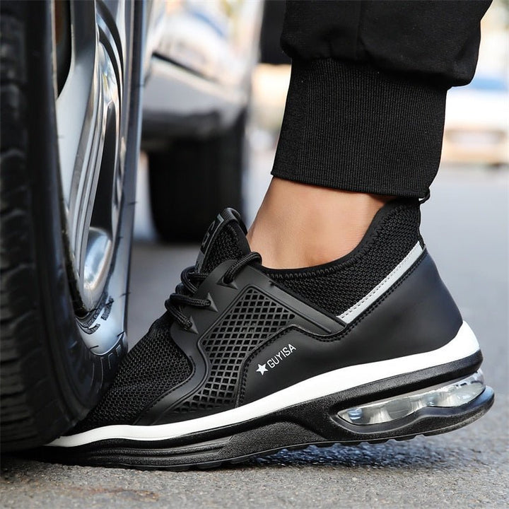 Damen Schwarze Rutschfeste Sport-Sneaker – Sicherheits Arbeits Laufschuhe