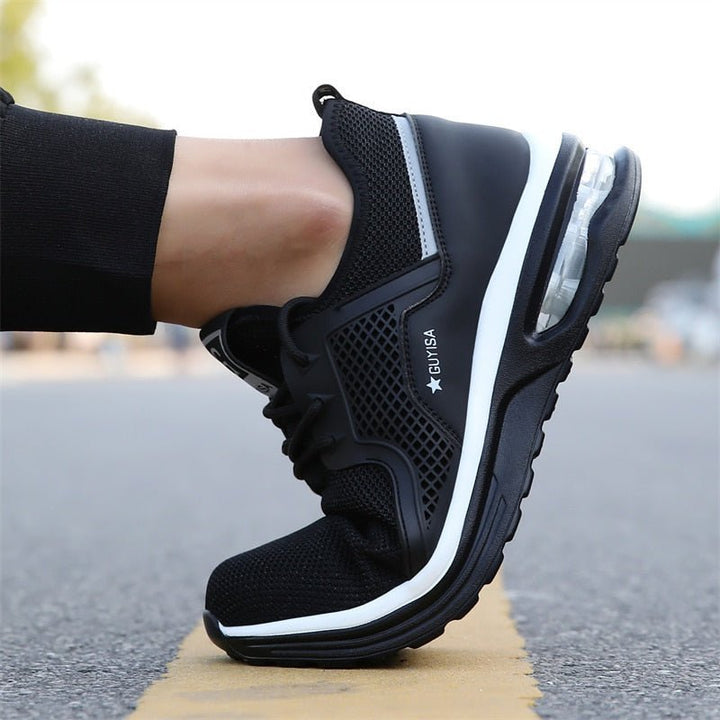 Damen Schwarze Rutschfeste Sport-Sneaker – Sicherheits Arbeits Laufschuhe