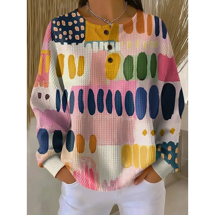 Melody | Damen Sweatshirt mit Druck und Knopfkragen