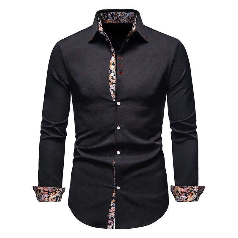 Herren Slim Fit Langarmhemd Modernes Stretch – Freizeit Business Hemd
