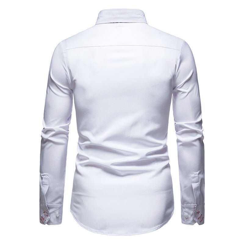 Herren Slim Fit Langarmhemd Modernes Stretch – Freizeit Business Hemd
