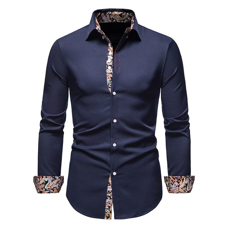 Herren Slim Fit Langarmhemd Modernes Stretch – Freizeit Business Hemd