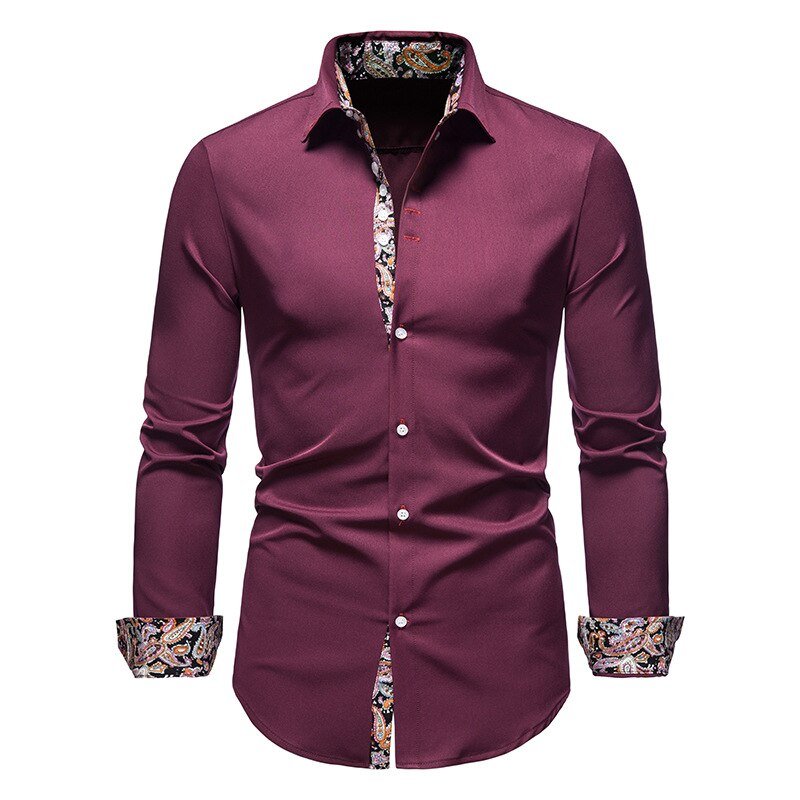 Herren Slim Fit Langarmhemd Modernes Stretch – Freizeit Business Hemd