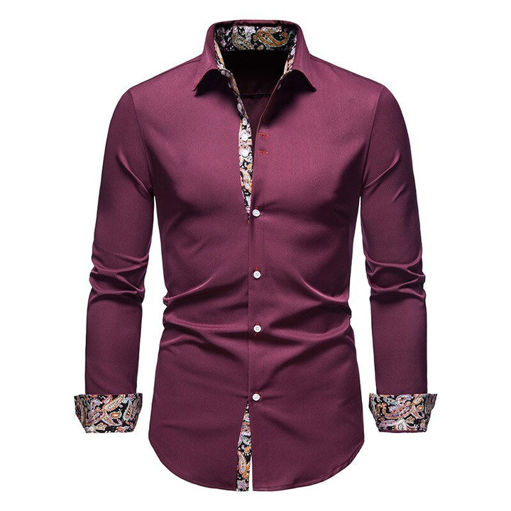 Herren Slim Fit Langarmhemd Modernes Stretch – Freizeit Business Hemd