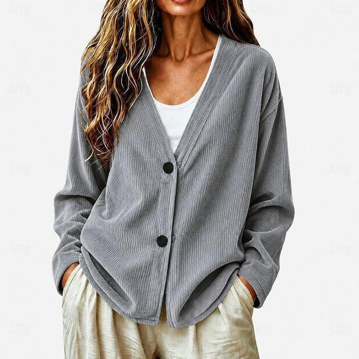 Selene | Entspannt V-Ausschnitt Knopf Cardigan