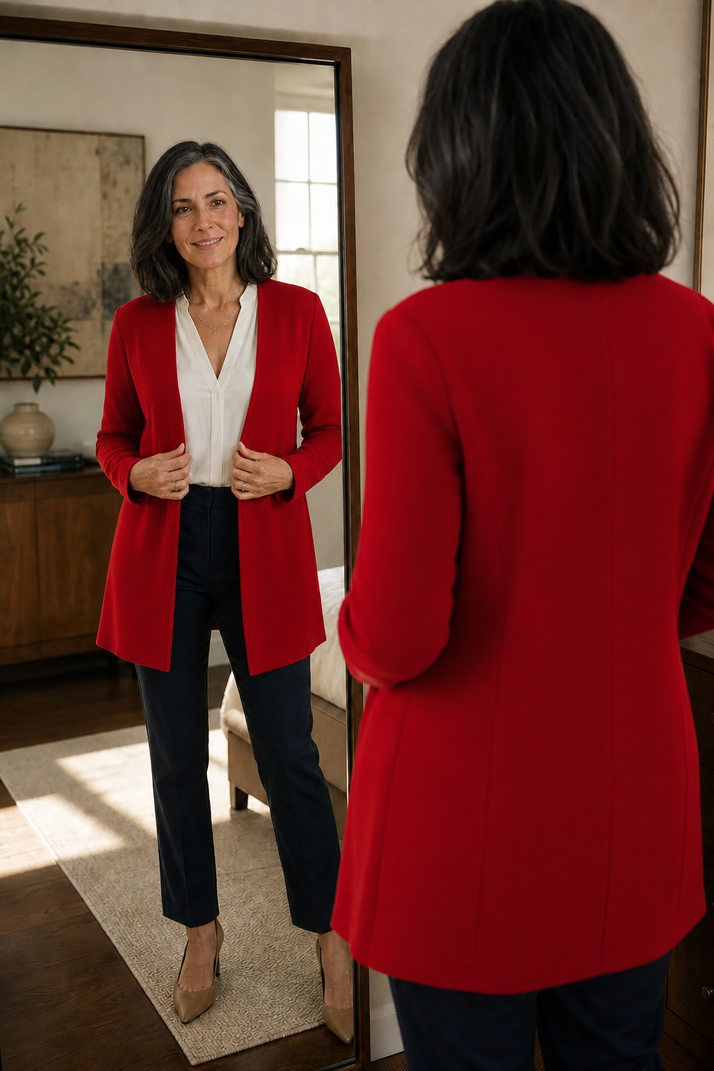 Damen Blazer V-Ausschnitt A-Linie Mit Einem Knopf