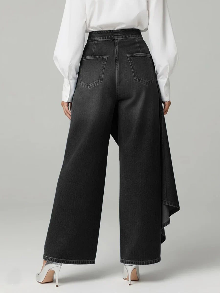 Women's High-Waisted Wide Jeans – Casual Comfortable Denim Pants
