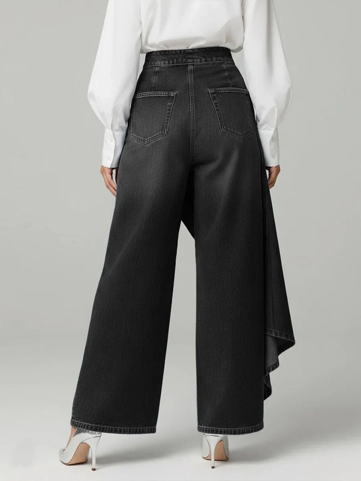 Women's High-Waisted Wide Jeans – Casual Comfortable Denim Pants
