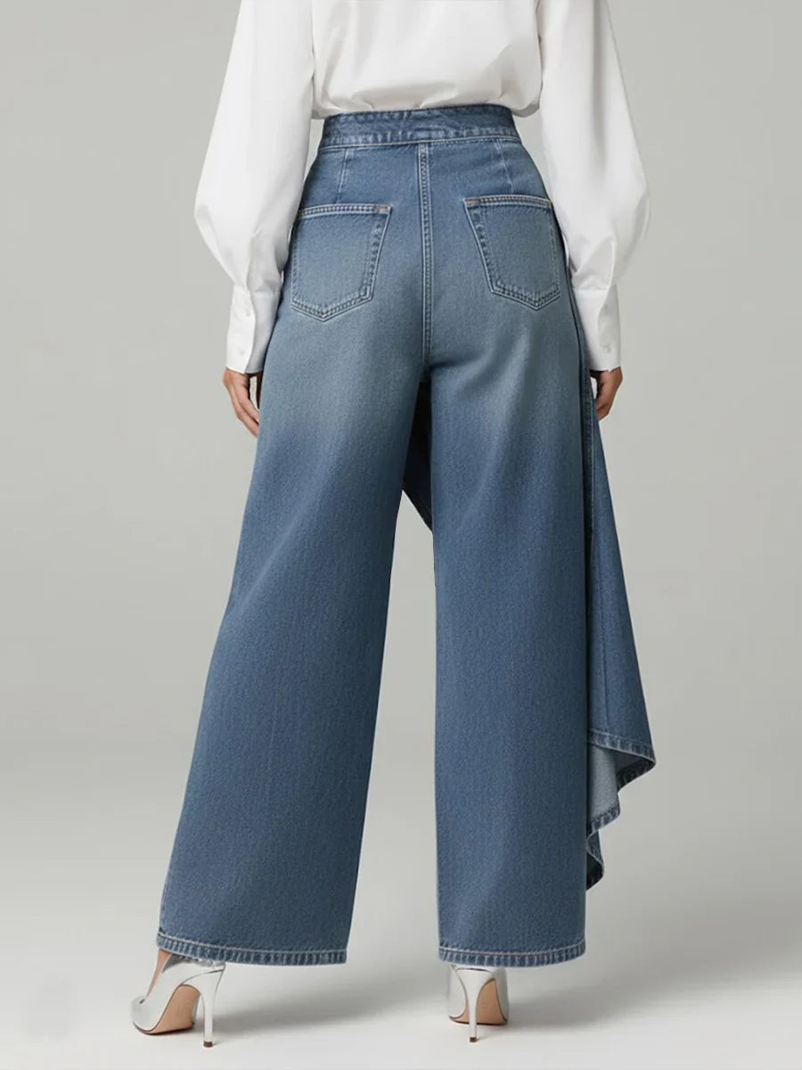 Women's High-Waisted Wide Jeans – Casual Comfortable Denim Pants