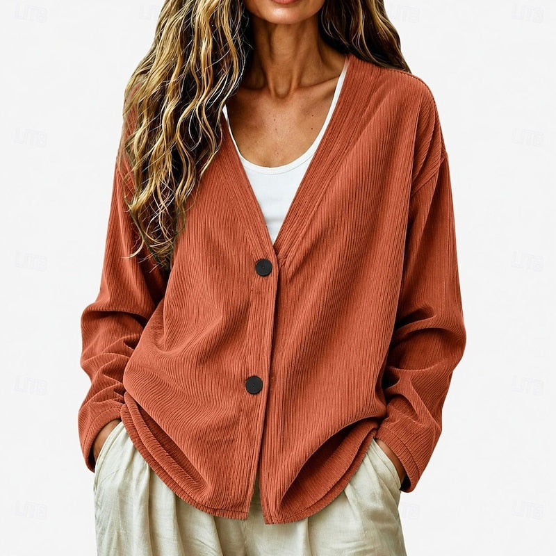 Selene | Entspannt V-Ausschnitt Knopf Cardigan