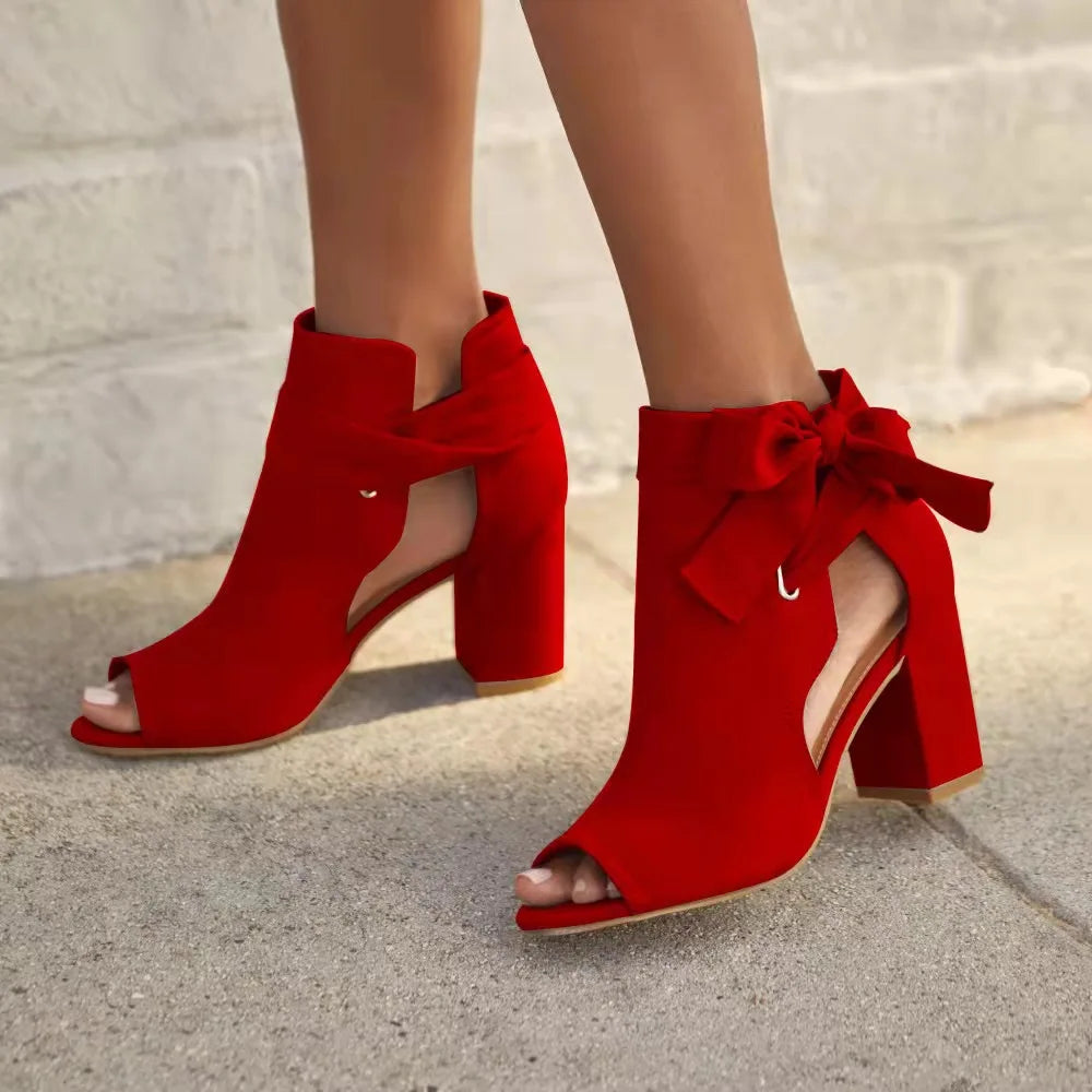 Women's ankle boots vegan leather | lacing | elegant heel