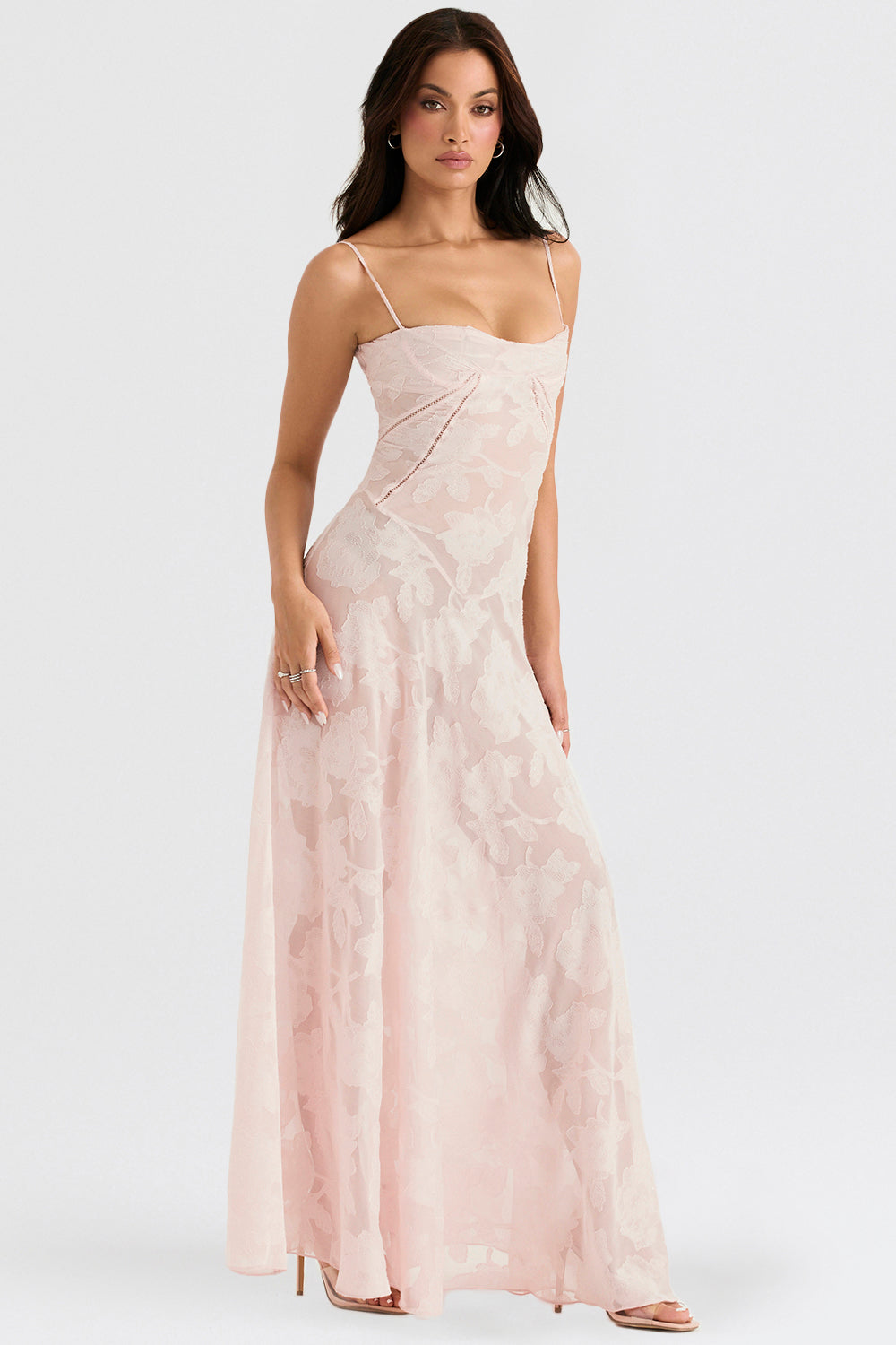 Vintage Cremefarbenes Maxikleid aus Spitze für Damen – Elegant und fließend