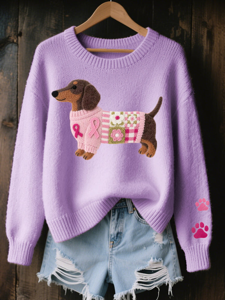 Suéter suave de mujer con un dulce estampado de perros y manga larga