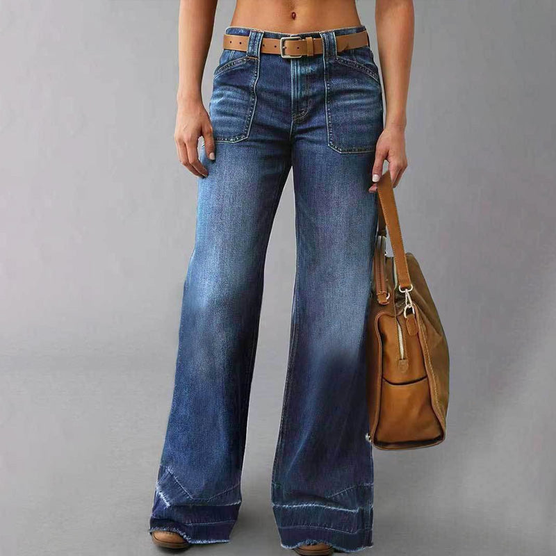 Damen Vintage Weit Geschnittene Jeans – Hochbund Locker Denim Hose