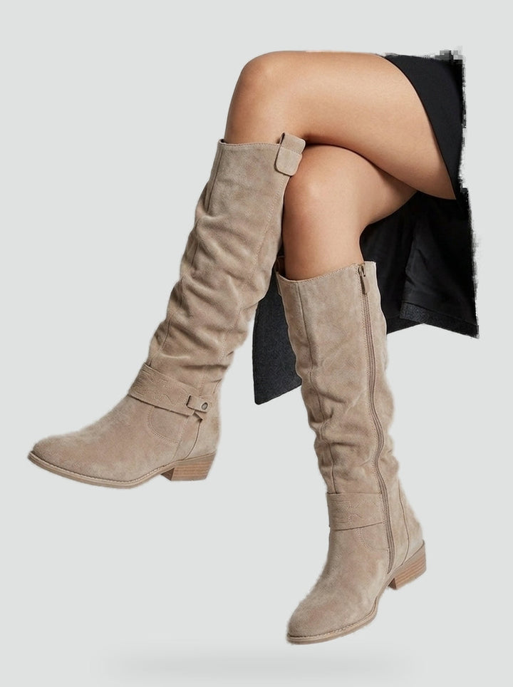 Damen Kniehohe Stiefel mit Wildleder Design