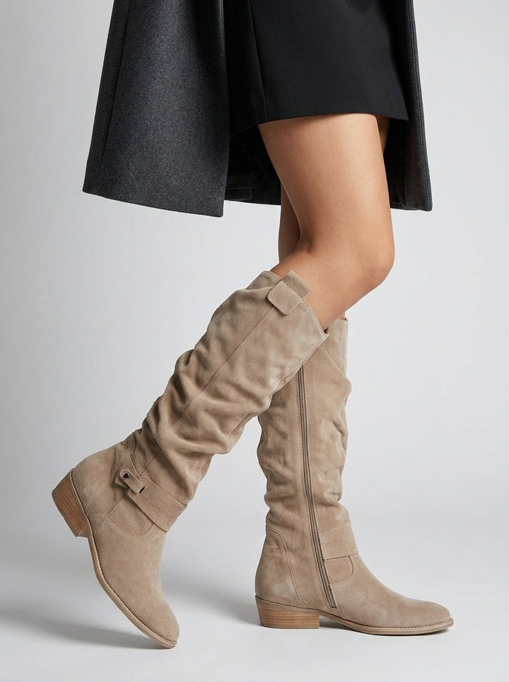 Damen Kniehohe Stiefel mit Wildleder Design