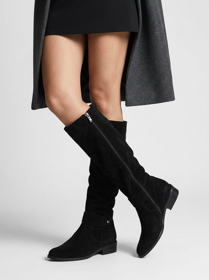 Damen Kniehohe Stiefel mit Wildleder Design