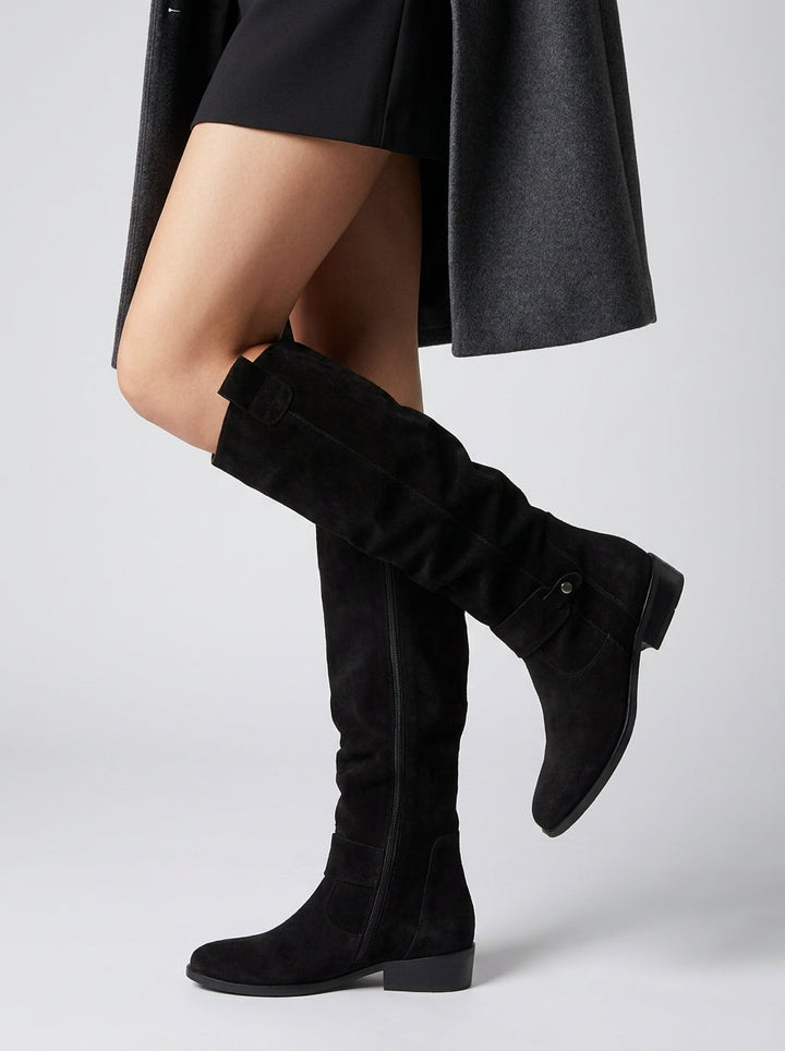 Damen Kniehohe Stiefel mit Wildleder Design