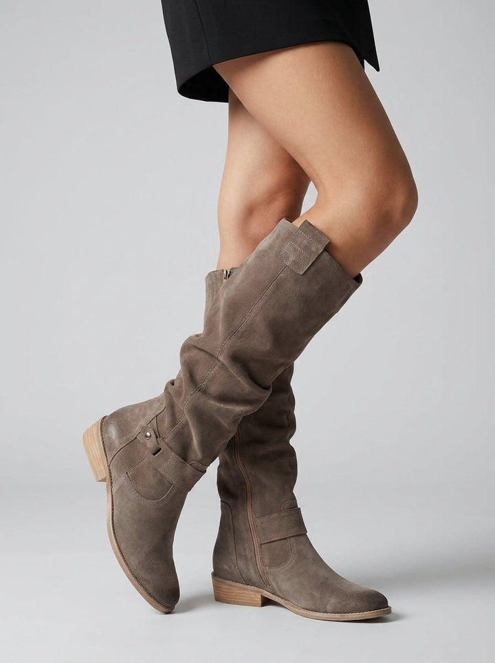 Damen Kniehohe Stiefel mit Wildleder Design