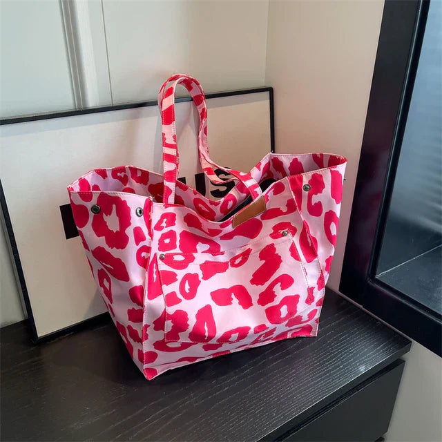 Bolso de lona extragrande – Bolso shopper para mujer con estampado de leopardo