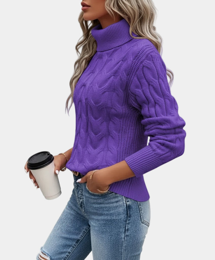 Zopfstrick Rollkragenpullover Damen Hohe Rollkragen Winter