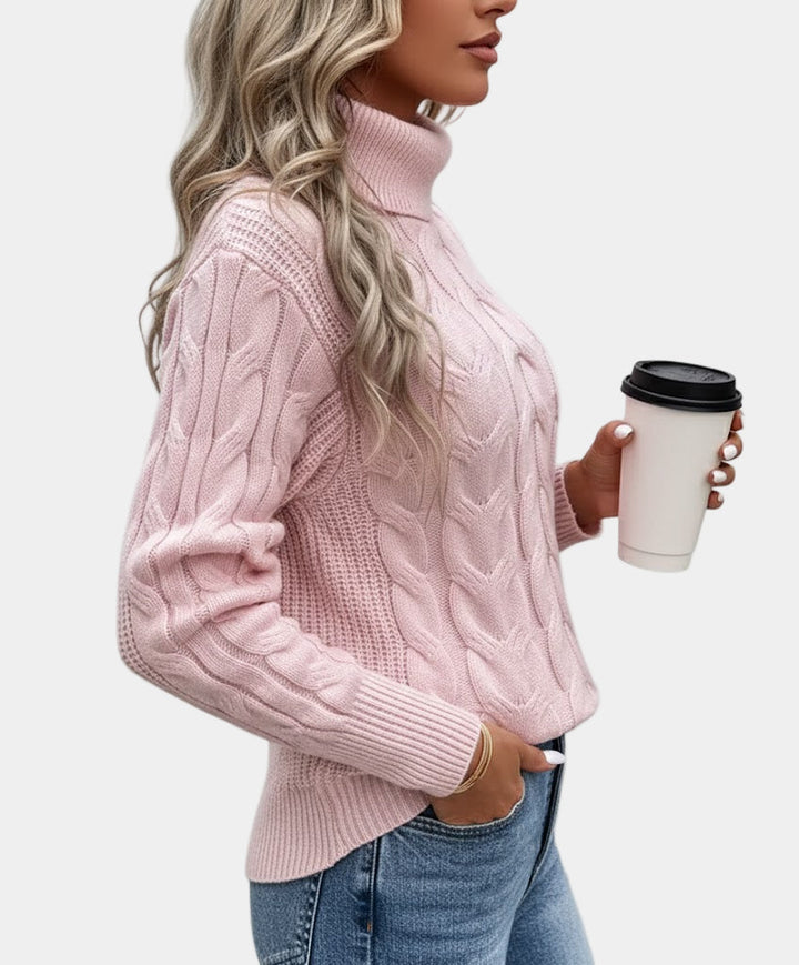 Zopfstrick Rollkragenpullover Damen Hohe Rollkragen Winter