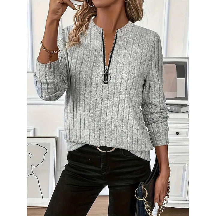 Celeste | Geripp Zip-Neck Oberteil