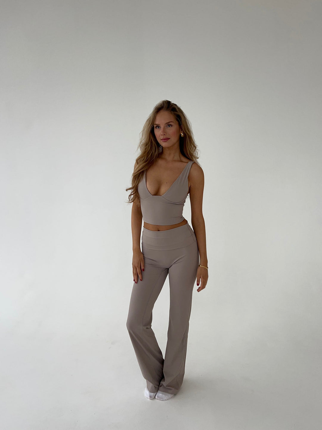 Women's top with V-neck gray - elegant, airy & comfortable