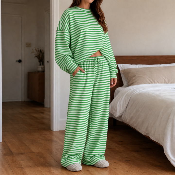 Stripe Ease | Streifen-Zweiteiler mit Tunnelzughose