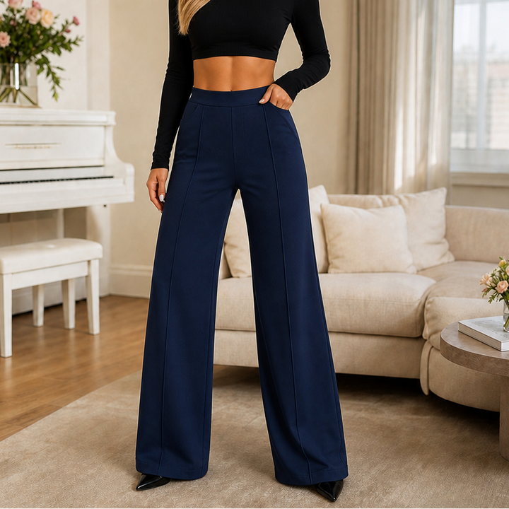 Damen Hose Hohe Taille Weites Bein