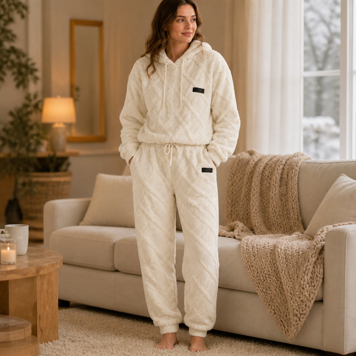 Damen Lounge Set 3D Prägung Oberteil Und Hose