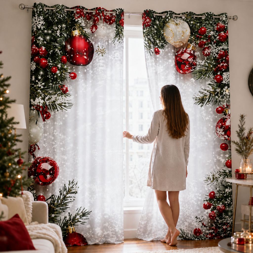Yuletide Glow | Weihnachts-Vorhänge mit Semi-Transparenz