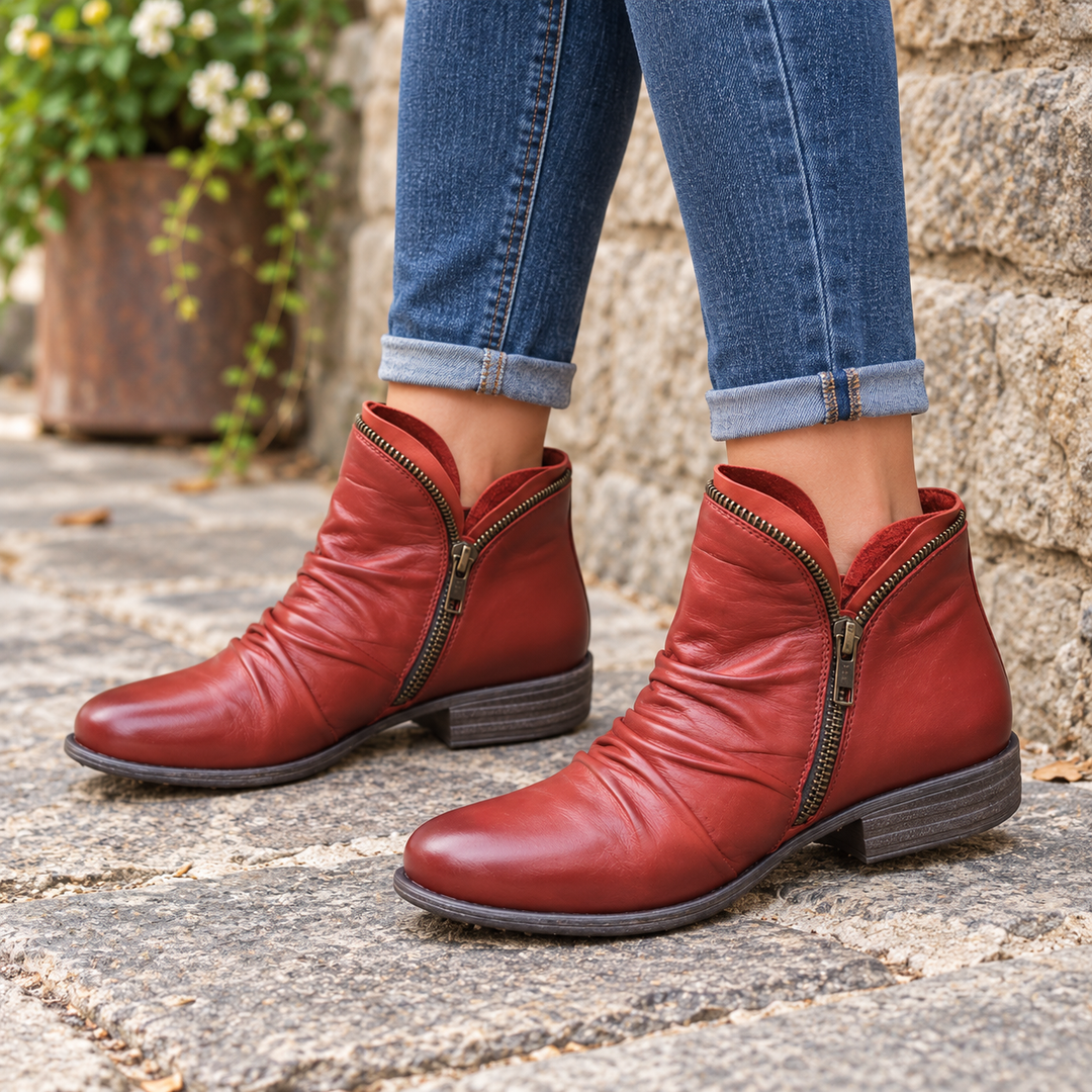 Damen Ankle Boots schmal mit seitlichem Reißverschluss