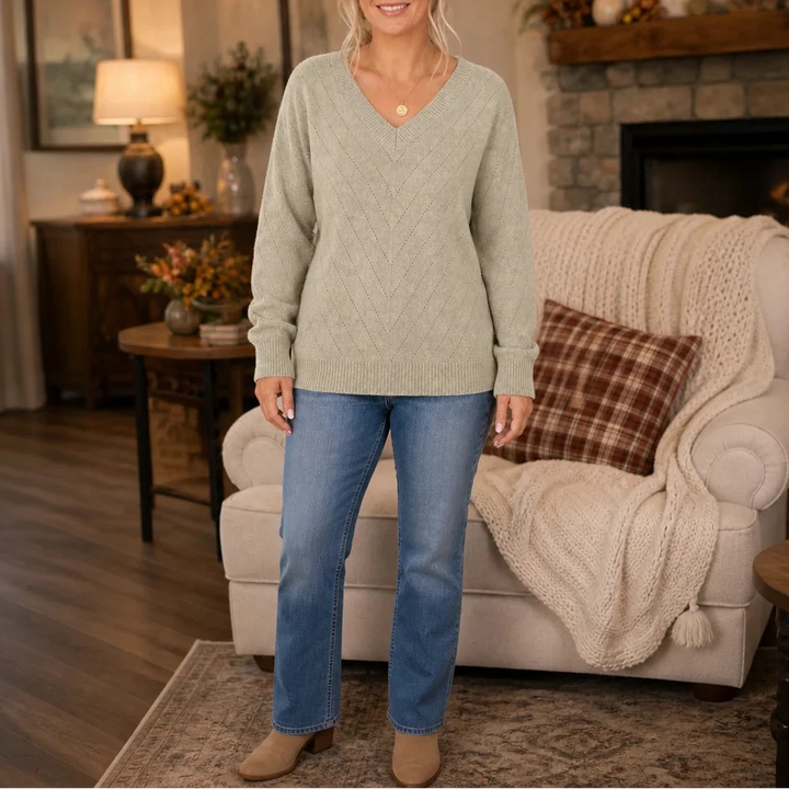 Fine-knit viscose sweater with openwork pattern