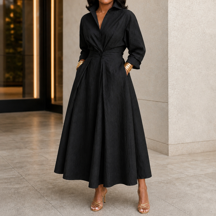 Everly | Midikleid mit Gürtel und Kragen