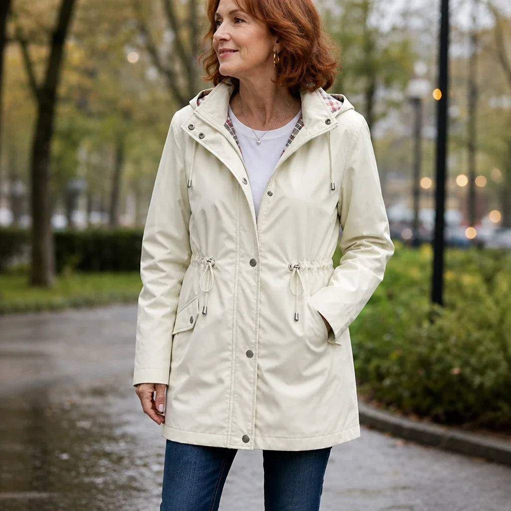 Imperméable avec capuche amovible et taille réglable