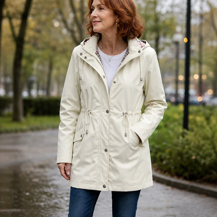 Imperméable avec capuche amovible et taille réglable