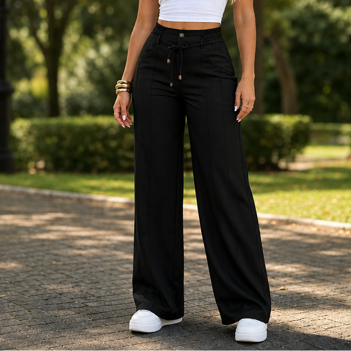Damen Hose Hohe Taille Gerades Bein Mit Vorderer Naht