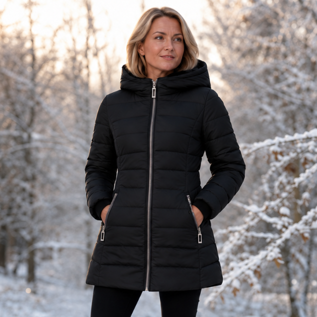 Damen Winterjacke Mittellang Mit Plüsch Und Kapuze