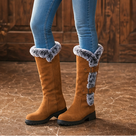 Frostella | Winterstiefel aus Veloursleder mit Fellbesatz
