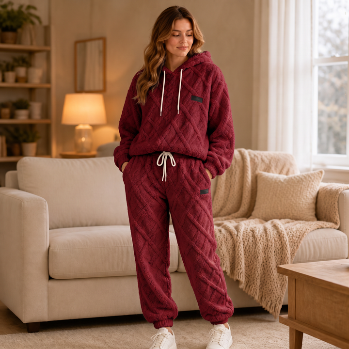 Damen Lounge Set 3D Prägung Oberteil Und Hose